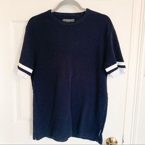 french connection navy white knit jersey t shirt
